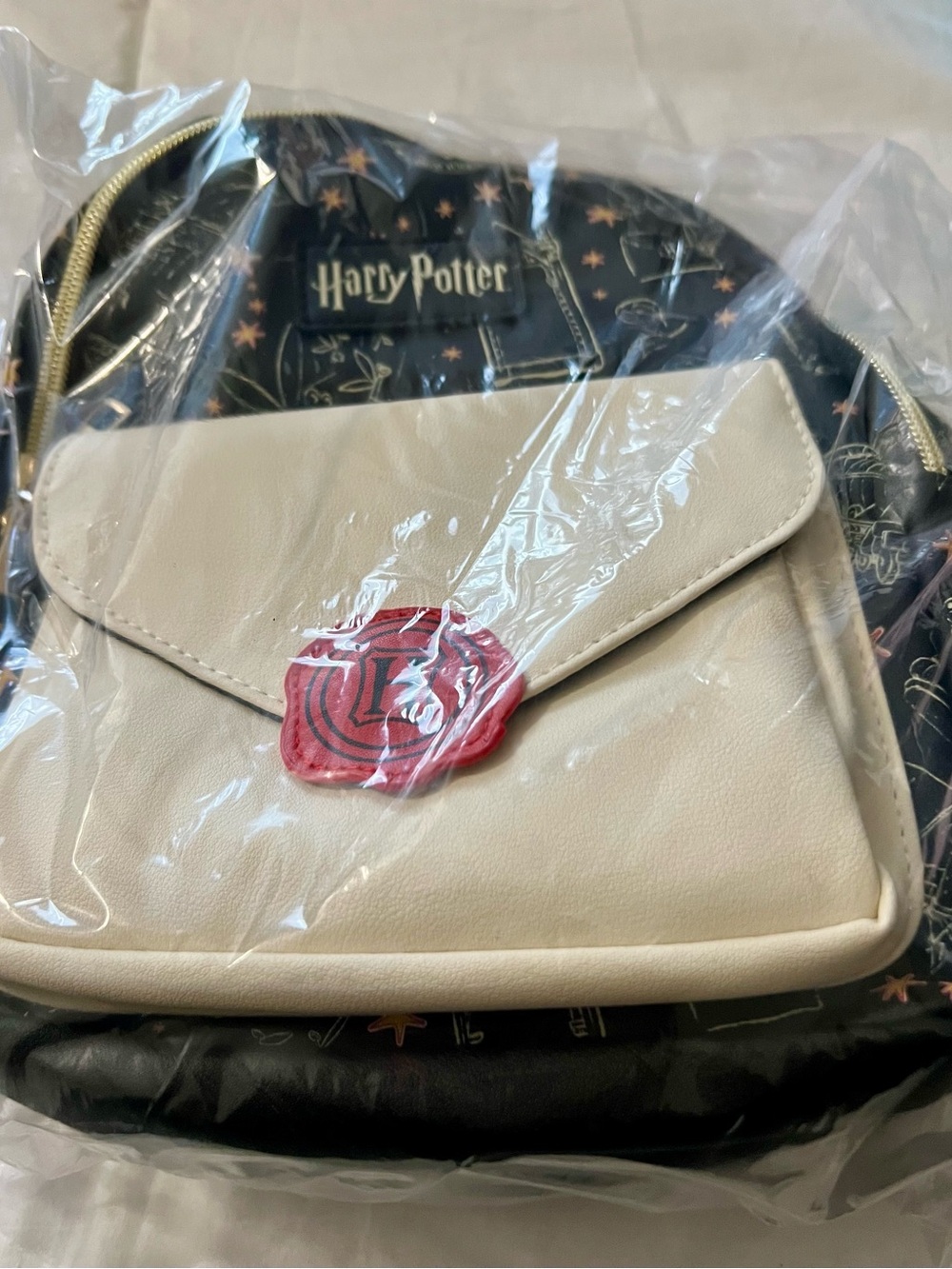 Warner Bros. Harry Potter Cream and Black Mini Backpack with Red Wax Seal